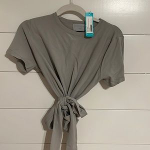 modern citizen Jude cropped short sleeve wrap knot light green size large